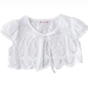 女童小坎肩夏天儿童披肩夏季配裙子宝宝空调开衫外搭短袖薄款外套