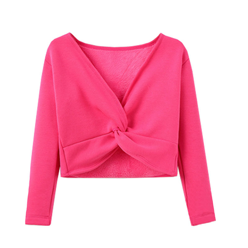 冬季长袖儿童舞蹈服练功服加绒加厚毛衣披肩女童不倒绒跳舞衣外套