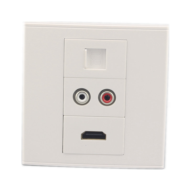 86型网络/HDMI/音频免焊组合面板 AV莲花电脑宽带信息墙壁面板