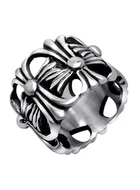 宽版墓葬十字架戒指男潮款不掉色