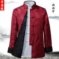 Spring and Autumn new men's casual jacket, long-sleeved, double-sided Tang suit men's wear, button-up, retro Chinese style, plover top thumbnail 4