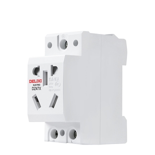 德力西导轨插座DZ47X模数化空开配电箱插座模块二三插16A五孔10A