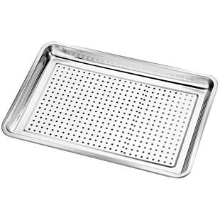 宇太 304不锈钢方盘沥水盘饺子漏盘大托盘蒸饭盘茶盘不锈钢带孔盘
