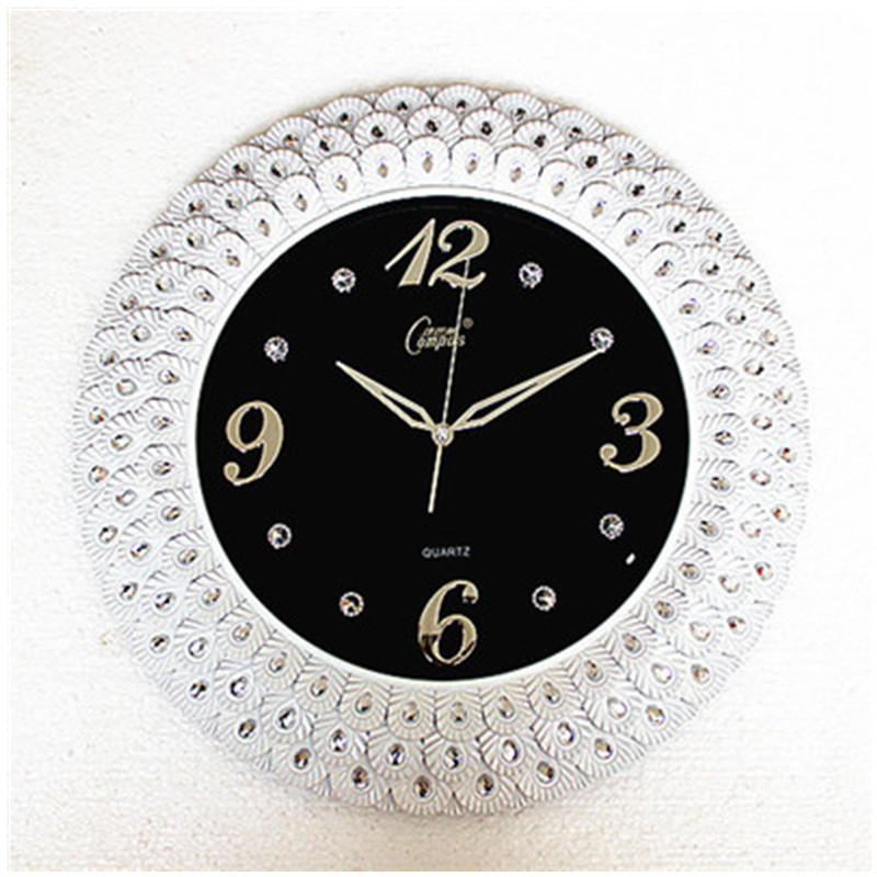 欧式创意挂钟客厅孔雀康巴丝大钟表简约现代个性卧室玻璃时钟静音