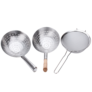 不锈钢漏勺大码厨师油鼓漏油炸大漏勺厨房酒店大号过滤网密滤漏网
