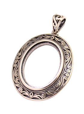 吊坠空托祈禧S925纯银男女款镶嵌