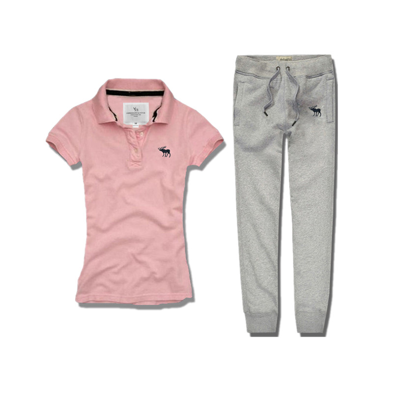 polo夏装2022新款女套装纯棉休闲运动服女跑步两件套短袖小脚长裤