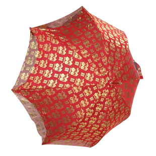 婚用红伞结婚新娘用的出门出嫁长柄折叠婚庆用品珠光蕾丝边晴雨伞