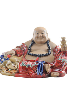 石湾陶瓷公仔大师工艺精品家居门客办公厅装饰招财弥勒笑佛像摆件