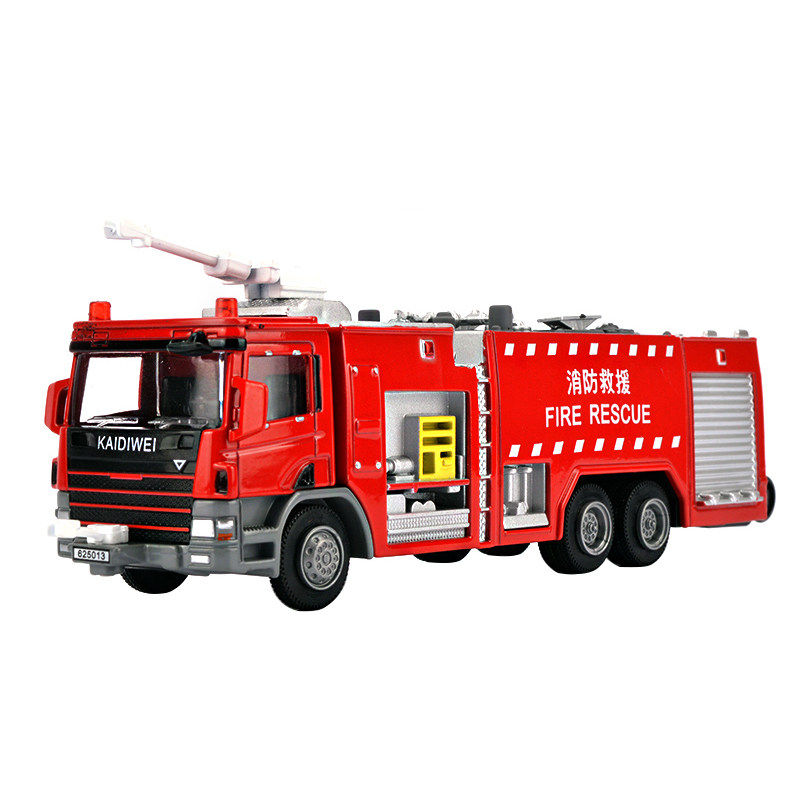 凯迪威合金工程汽车模型金属水罐救援车消防云梯车登高车玩具模型