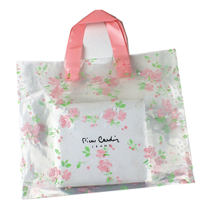 包邮加厚玫瑰花透明塑料礼品包装袋化妆品手提袋子服装袋批发定做
