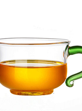 加厚玻璃泡茶带把耐高温品茗杯