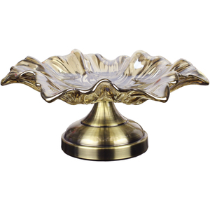 欧式现代高档奢华水晶玻璃果盘花朵水果盘创意客厅茶几装饰摆件