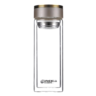 高档双层玻璃杯300-350ML便携过滤茶杯男女加厚耐热水杯定制LOGO