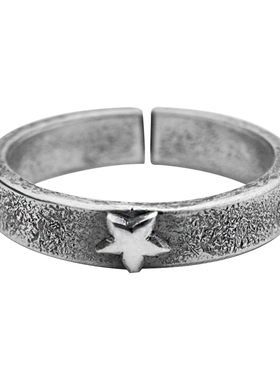 纯银手工开口复古刻字戒指