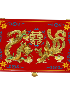 木质复古礼盒结婚推光漆器