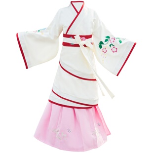 新儿童汉服秦汉两绕曲裾女孩舞蹈演出服绣花国学礼服古装女童春款