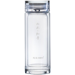 思宝礼盒装商务带茶隔双层玻璃杯