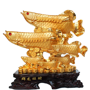 群龙旺财金龙鱼摆件办公室桌家居装饰饭店铺酒店公司开业工艺礼品