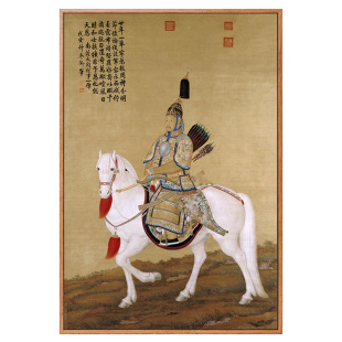 乾隆大阅图郎世宁清朝皇帝画像古代人物骑马装饰画新中式客厅壁画