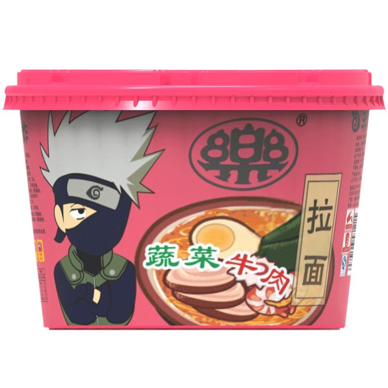 一乐拉面火影忍者呆吧混合口味杯面FD冻干料包泡面8杯泡面整箱装