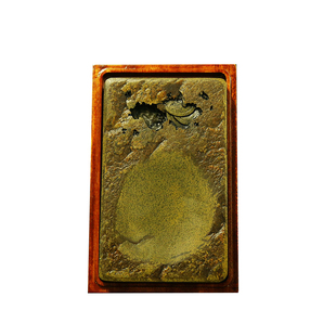 赋比兴砚台 国家非遗 歙砚雕刻技艺《古朴》老坑砚台 带盖樟木盒 黄鱼籽原石精品4寸手工歙砚台 歙砚文房四宝