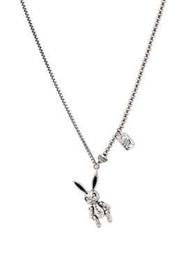 s925纯银兔子项链韩国复古嘻哈