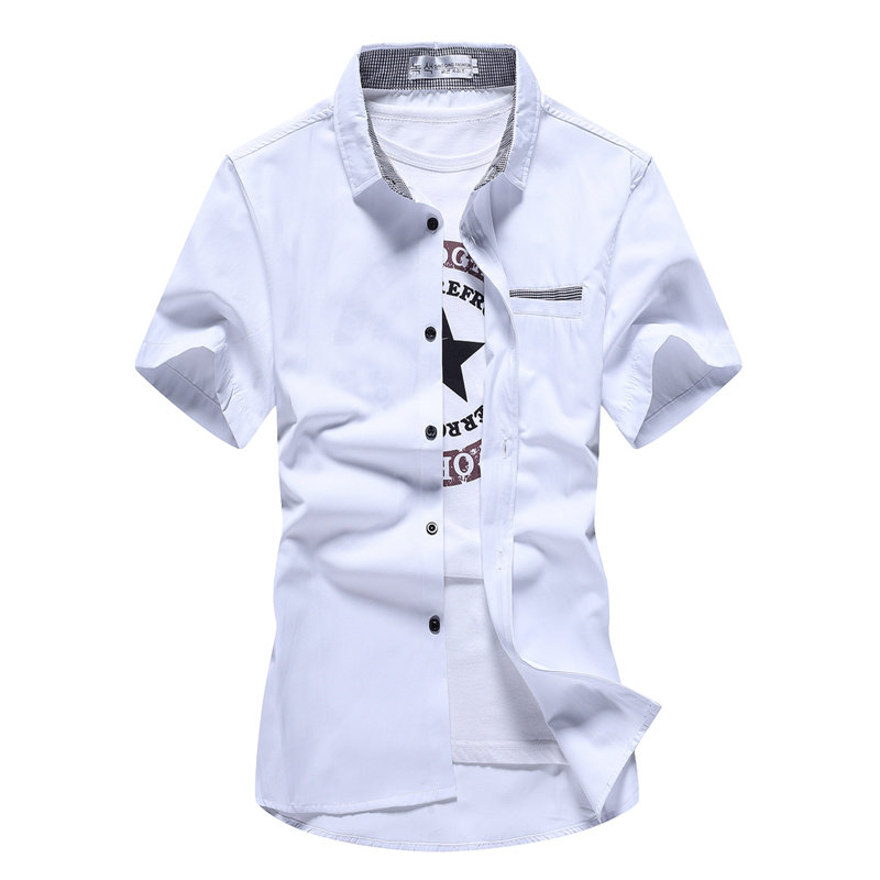 韩版休闲短袖衬衫衣服男潮流夏天青年百搭学生寸简约修身港风2025