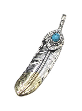 纯银复古鹰爪羽毛吊坠余文乐同款