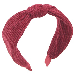 韩国宽边头顶打结发箍 毛线宽版头箍修饰压发卡刘海 防滑红色发饰