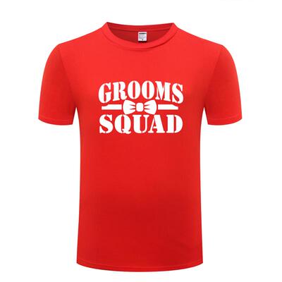 创意短袖棉T恤男宽松大码体恤 Grooms Squad单身伴郎派对结婚婚庆