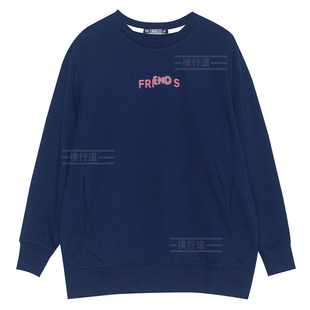 品质圆领中长款卫衣女有口袋秋季无帽黑色大码宽松二八月休闲外套