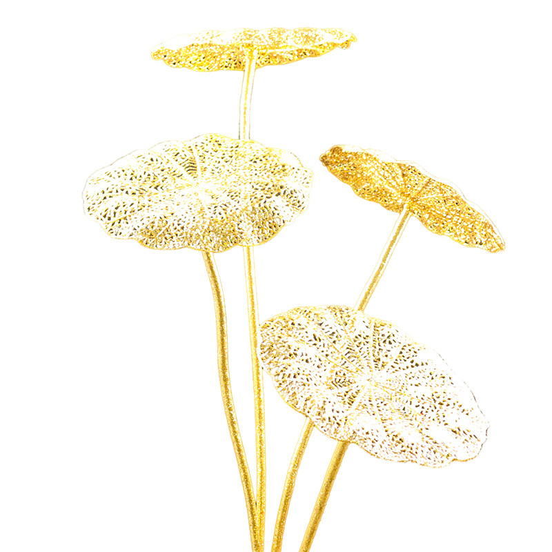 假花金色仿真莲花荷花荷叶供佛前仿真花/假花