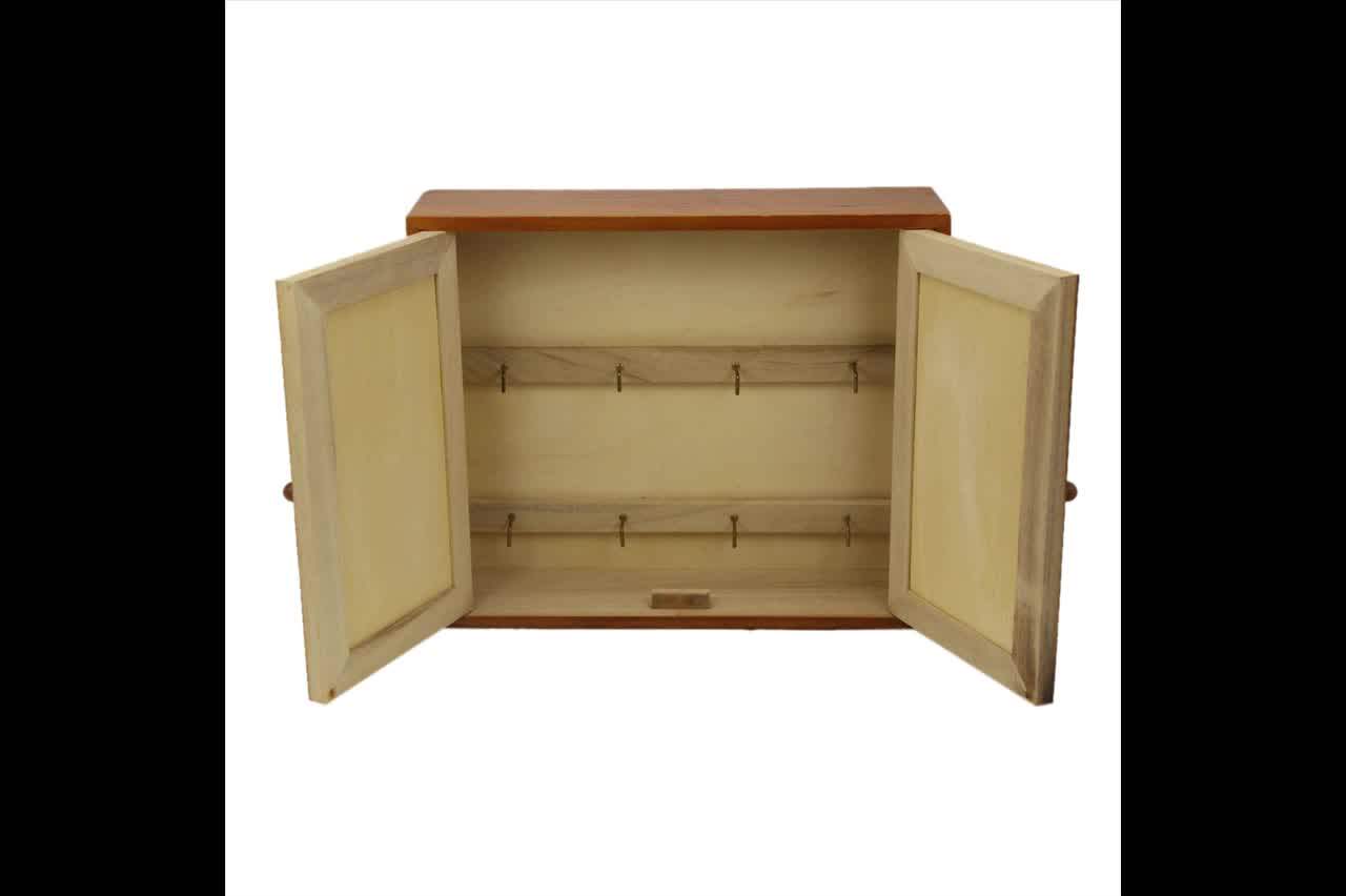2018 Unfinished Natural Wall Mounted Wooden Wall Key Holder Lock Box