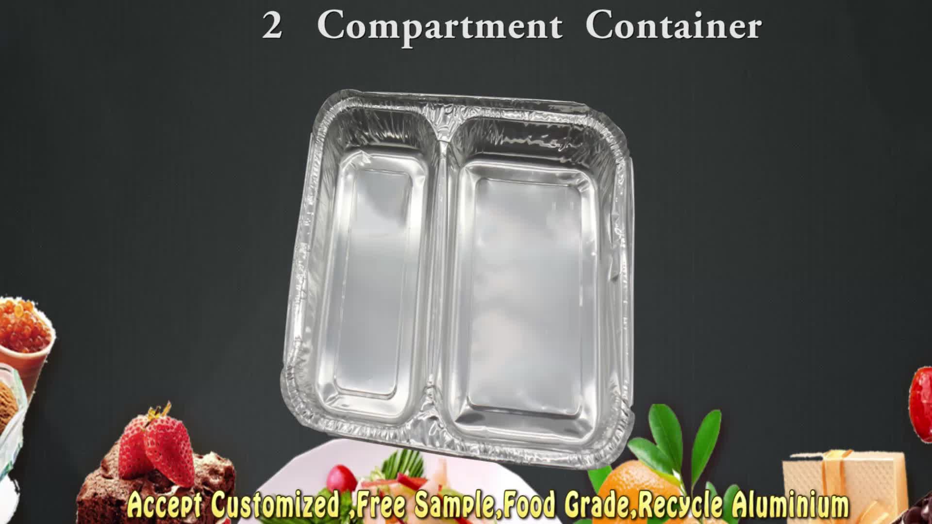 4 Compartment Foil Carryout Tray with Board Lid #4145L