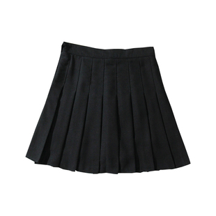 高腰百褶裙女夏季黑色小个子西装面料春秋半身裙a字款显瘦短裙裤