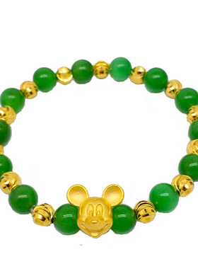 越南沙金猫眼石转运珠米老鼠手串