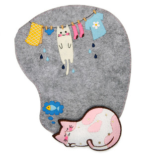 免裁剪晚安猫咪鼠标垫护腕鼠标枕美悦不织布手工布艺diy材料包