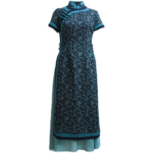 如意风奥黛款旗袍改良夏季复古连衣裙棉麻收腰显瘦时尚民族风裙子