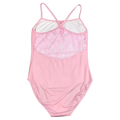 蕾丝粉色芭蕾舞蹈服背部镂空设计