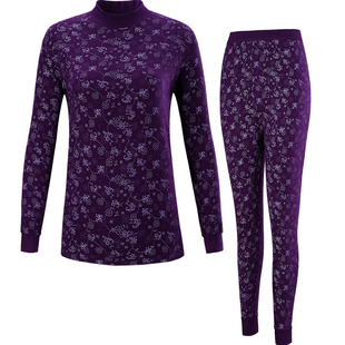 秋衣秋裤中老年女士套装纯棉老人中高领保暖内衣棉毛衫妈妈装薄款