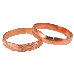 同古云南大理纯铜手镯女纯红铜黄铜镯子龙凤呈祥紫铜手镯民族风