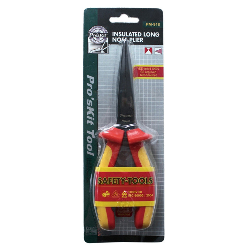 宝工台湾PM-918高压绝缘尖嘴钳钢丝钳电工钳子耐压1000V1KV