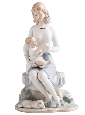 摆件书房装饰亲子母子满月礼物