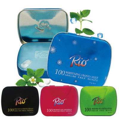 RIO瑞欧强劲无糖薄荷糖 压片口香清凉糖 清嘴含片冰凉清凉糖4铁盒