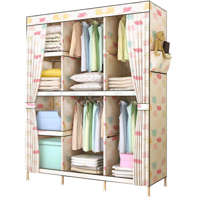 衣柜简易布衣柜布艺组装简约现代经济型实木牛津布单人组合布柜子