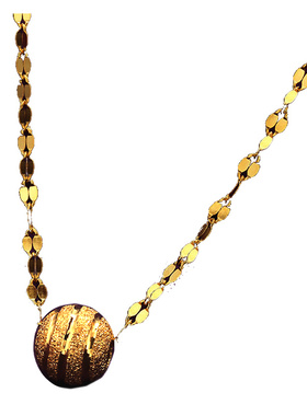 纯银镀黄金短款结婚路路通锁骨链