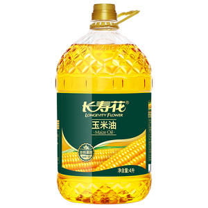 长寿花压榨玉米油4L大瓶装非转基因压榨一级家用烘焙食用植物油