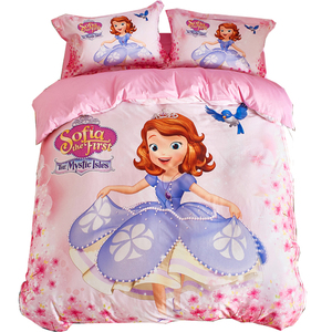 迪士尼儿童四件套纯棉苏菲娅三件套床上用品卡通被套床笠公主女孩