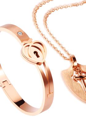 情侣同心锁手链潮小众设计感手镯